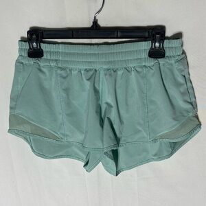 Lululemon Athletica Lined Hotty Hot Shorts Sage Green Light Mint Teal Size 8